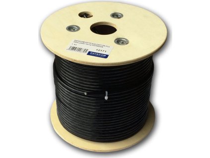 DATACOM S/FTP drát CAT7  PE,Fca  100m, plášť černý  OUTDOOR