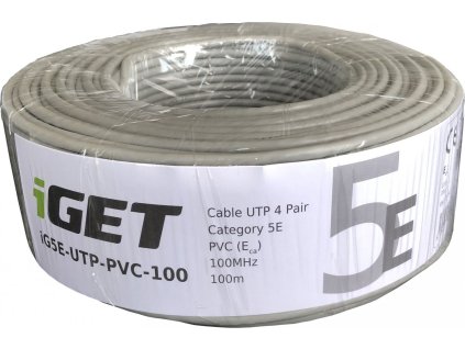 Instalační kabel iGET CAT5E UTP PVC Eca 100m/role, kabel drát, s třídou reakce na oheň Eca