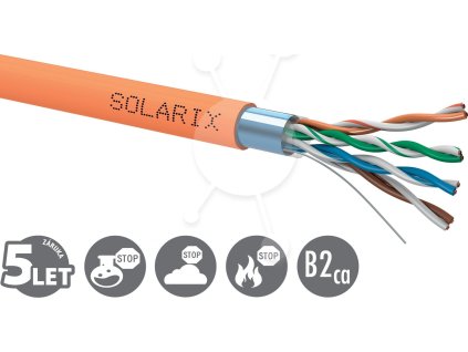 Instalační kabel Solarix CAT5E FTP LSOHFR B2ca-s1,d1,a1 500m/cívka SXKD-5E-FTP-LSOHFR-B2ca