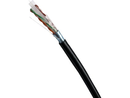 DATACOM FTP drát CAT6 PE,Fca 100m cívka,černý,OUTDOOR, metráž