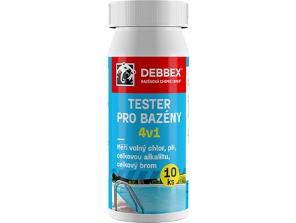 Cranit Tester pro bazény 4v1 10 ks testovacích proužků tuba v blistru namodralá