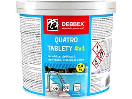 Cranit Quatro tablety - dezinfekce, proti řasám, vločkování, stabilizace 2,4 kg kbelík namodralá