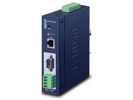 Planet MODBUS průmyslová brána RS-232/422/485 na IP, 1x COM, 100Base-TX, RTU/ACSII, -40až+75°C, 9-48VDC, IP30