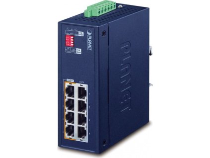Planet IPOE-470-12V PoE průmyslový injektor, 8x 1Gb, 4x 802.3bt 95/240W, DIN, IP30, -40~75°C, 12-54VDC