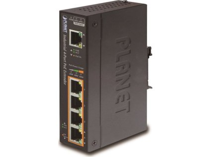 Planet průmyslový PoE/LAN extender, 1xPoE-in, 4xPoE-out 60W, 802.3bt/at/af, Gigabit, IP67, ESD+EFT, -40~75°C