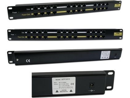 POE Patch panel/ UTP cat.5e 12p/ 1U/ Black (provedení 19" rack)