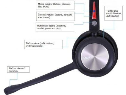 WELL Mairdi MRD-890BTD, bezdrátová náhlavní souprava dvouušní