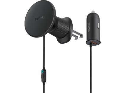 Baseus Magnetický držák do ventilační mřížky s nabíječkou USB-A 15W+25W černý