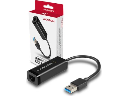 AXAGON ADE-SR, USB-A 3.2 Gen 1 - Gigabit Ethernet síťová karta, auto instal, černá