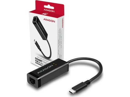 AXAGON ADE-SRC, USB-C 3.2 Gen 1 - Gigabit Ethernet síťová karta, auto instal, černá
