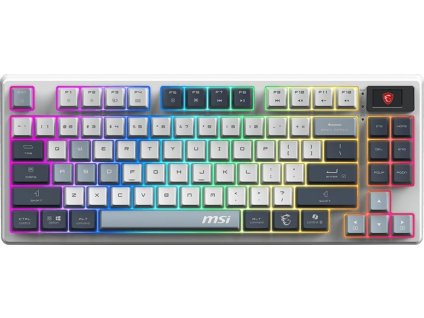 MSI herní klávesnice FORGE GK600 TKL Sky/ bezdrátová 2,4GHz+BT/ mechanická/ RGB/ USB-C/ display/ CZ+SK layout