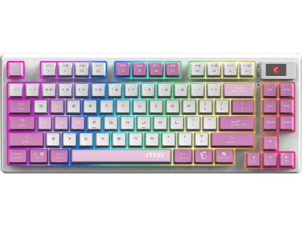 MSI herní klávesnice FORGE GK600 TKL Violet/ bezdrátová 2,4GHz+BT/ mechanická/ RGB/ USB-C/ display/ CZ+SK layout