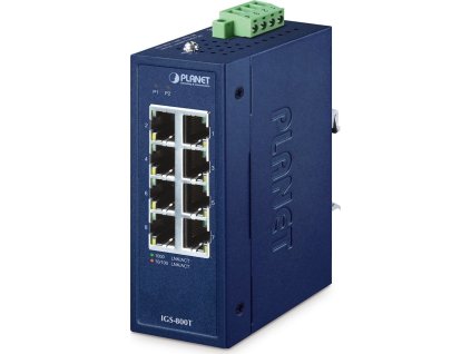 Planet IGS-800T Kompaktní Průmyslový Switch 8x1Gb RJ45, -40 +75°C, IP30, EFT+ESD, 9-48VDC, fanless