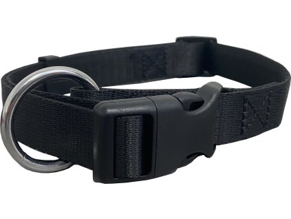 HUHUBAMBOO obojek JEDNOBAREVNÝ popruhový 2,5x40-66cm, černý