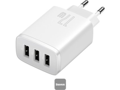 Baseus Travel Charger Compact wall Charger U+U+U, 17W EU White (CCXJ020102)