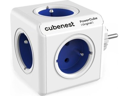 Cubenest Powercube Original,  5× zásuvka, bílá/modrá, dětská pojistka, uzemnění, max. 16A/250V~3680W/50-60Hz