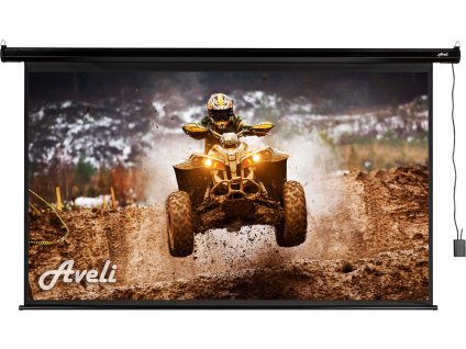 Elektrické projekční plátno AVELI, 221x125 (16:9) 100", černý tubus