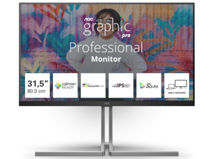 AOC/U32U3CV/32"/IPS/4K UHD/60Hz/4ms/Blck-Slvr/3R