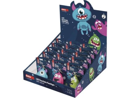LED klíčenka - příšerky se zvukem, 18 ks, display box