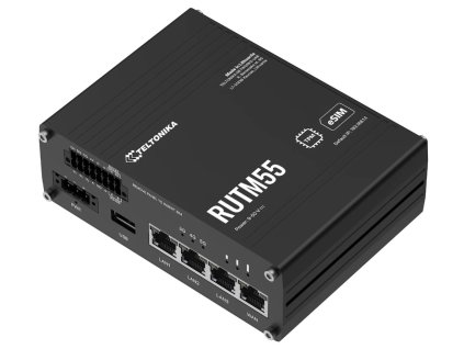 Teltonika RUTM55 průmyslový router, dual SIM + eSIM, 5G, 4x LAN,  serial RS232/485, WiFi 5