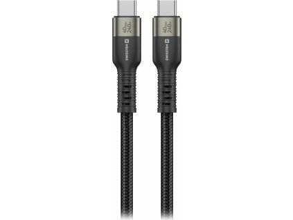 Swissten datový video kabel USB 4.0, USB-C, 240w, 8k@60hz, 40 gb/s, TB3 & TB4, 1,5 m černý