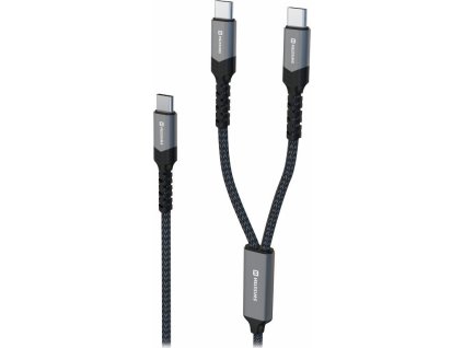 Swissten nabíjecí kabel 2v1 100w USB-C / 2x USB-C 1,5 m černý
