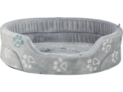 Pelech JIMMY Soft oválný, měkký plyš, světlešedý s tlapkami