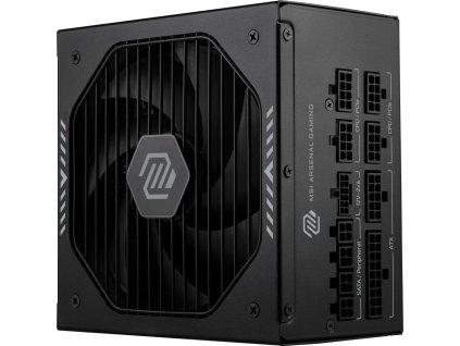 MSI zdroj MAG A1000GLS PCIE5/ 1000W/ ATX3.1/ akt. PFC/ 7 let celk. záruka/ 135mm fan/ modulární kabeláž/ 80PLUS Gold