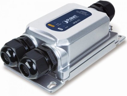 Planet průmyslový PoE injektor 802.3bt, 60W, Gigabit, IP67+IK10, -40~75°C, 24-56VDC-input