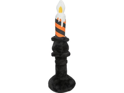 Svícen HALLOWEEN, plyšová hračka se zvukem, 33 cm, černá/oranžová - LIMITOVANÁ NABÍDKA