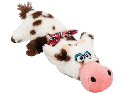 Kravička ležící HipHop Dog, 30 cm, plyšová hračka pro psy, strakatá