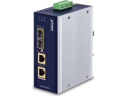 Planet IGUP-2205AT PoE++ konvertor 802.3bt, 2x 1000Base-T, 2x SFP 100/1000Base-X, dual power 12-56VDC, -40 až 75st.