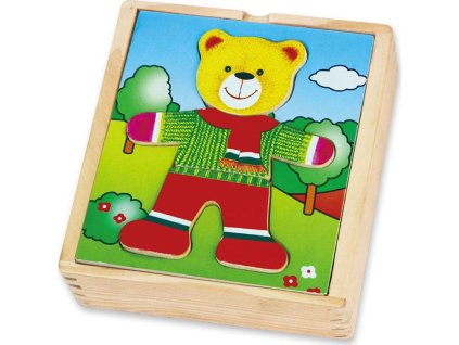 Dřevěné oblékací puzzle Viga Medvídek chlapec