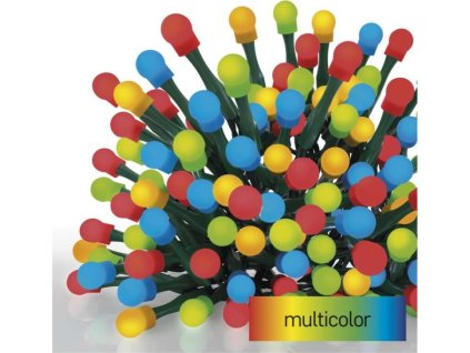 LED vánoční cherry řetěz – kuličky, 8 m, venkovní i vnitřní, multicolor, programy, časovač