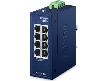 Planet IGS-800T-PN Kompaktní Průmyslový PROFINET Switch 8x1Gb RJ45, -40 +75°C, IP30, EFT+ESD, 9-48VDC, fanless