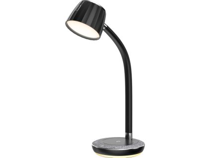 IMMAX LED stolní lampička PERLA/ Qi nabíjení/ 18W/ DC 12V/1,5A/ 270lm/ černo-šedá/ kovový detail