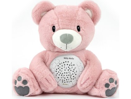 Plyšový usínáček medvídek s projektorem Milly Mally Bear pink