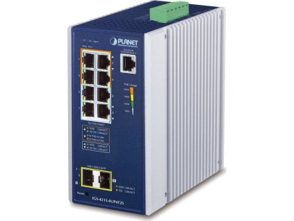 Planet IGS-4215-4UP4T2S průmyslový L2 switch, 8x1Gb, 2x1Gb SFP, 4x PoE 802.3bt 240W, 48-54VDC, -40~75°C, IP30