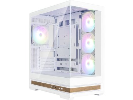 Zalman skříň P40 Namu / midT/ 4x120mm ARGB fan / 2xUSB 3.0 / USB-C / panoramatická / dřevěné doplňky / bílá