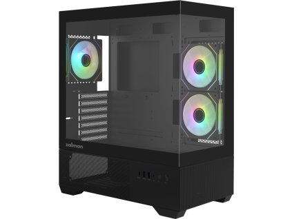 Zalman skříň Chronix / midT / 3x120mm ARGB fan / USB 2.0 / USB 3.0 / USB-C / panoramatická / černá