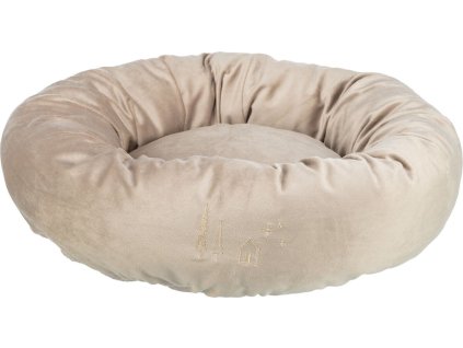 Vánoční sametový pelech LIVIA, kulatý s okrajem, o 50 cm, béžová