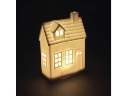 LED keramický domeček, 18 cm, 1x CR2032, vnitřní, teplá bílá, časovač