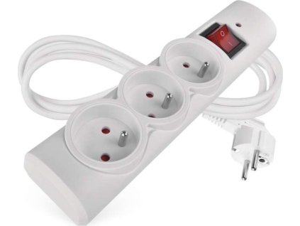 Přepěťová ochrana – 3 zásuvky, 1,5 m, bílá