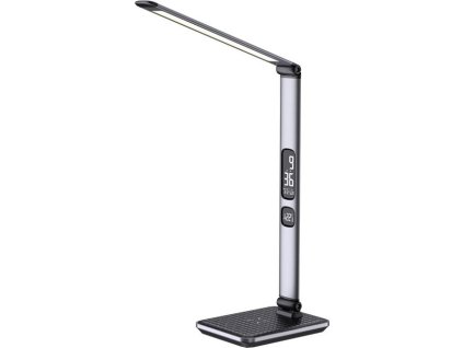 IMMAX LED stolní lampička HERON NEW/ Qi nabíjení/ 8,5W/ DC 12V/2A/ stmívatelná/ sklápěcí rameno/ stříbrná