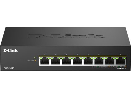 D-Link DMS-108P/E, 8x 2.5G PoE, Unmanaged Switch, Metal