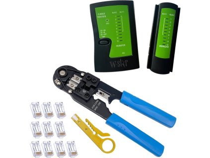 W-Star Sada nářadí pro sítaře WS140 tester RJ45, kleště RJ45, stripovač, 10x RJ45
