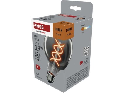LED žárovka DECO SMOKED G95 / E27 / 4,5 W (19 W) / 180 lm / flame