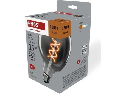 LED žárovka DECO SMOKED G125 / E27 / 4,5 W (19 W) / 180 lm / flame