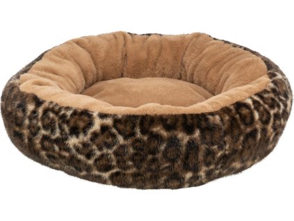 SOFT Edition kulaté lůžko LEO s okrajem, ⌀ 50 cm, hnědá/leopardí