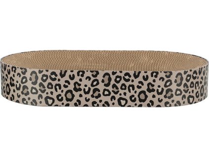Kartonové škrabací lůžko LEO, s catnipem, 63 x 10 x 35 cm, hnědá/leopardí